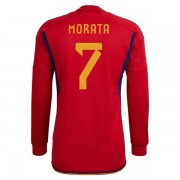 Fodboldtrøjer VM 2022 Spanien Álvaro Morata 7 Hjemmebanetrøjer Langærmede..